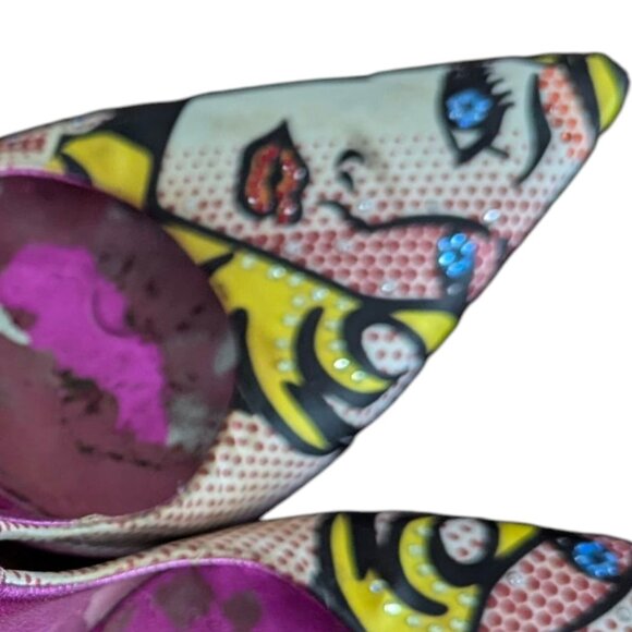 Le Silla pop art satin bejewelled Pointed Toe Crystal Embellished Pumps Size 36 - Picture 12 of 16